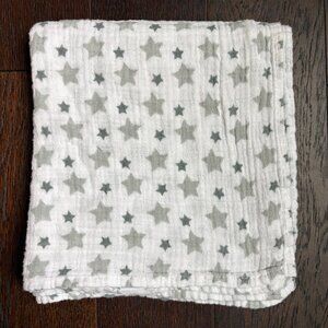 aden + anais Swaddle Blanket (White with Grey Stars)